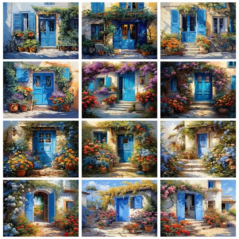 

GATYZTORY Coloring By Number Flowers Door Landscape Drawing On Canvas Picture By Number HandPainted Home Decoration DIY Gift