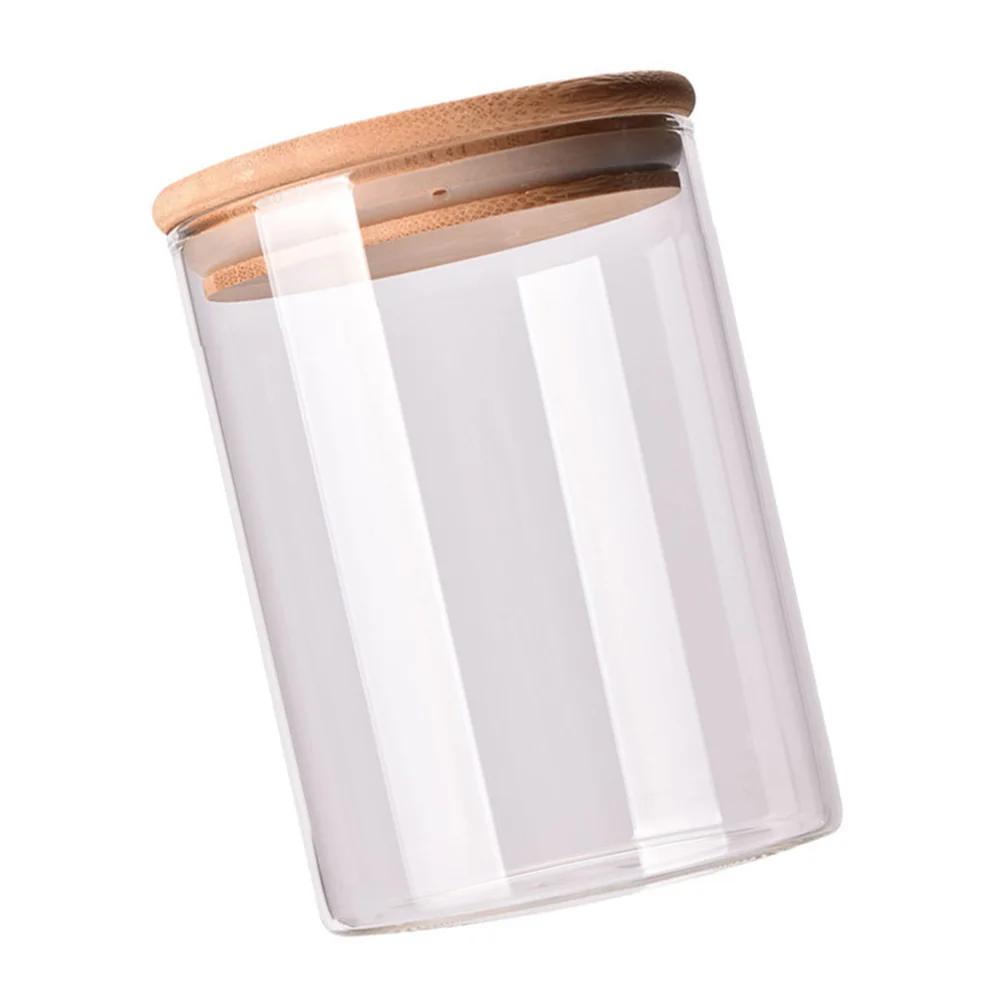 

Sealed Jar Glass Container with Clamp Lid Transparent Food Canister Oatmeal Airtight Containers Bamboo Kitchen Canisters