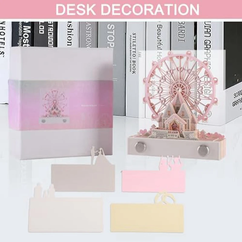 1 PCS 3D Notepad Desk Calendar With Lights, Artist Desk Calendar Pink 2024 Calendar 3D Notepad Artopad Engraving