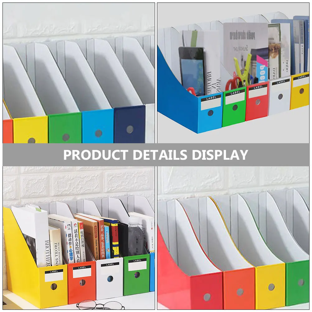 

6Pcs Durable Paper File Holder Strong Bookshelf Office Desk Organizer Magazine Storage Rack