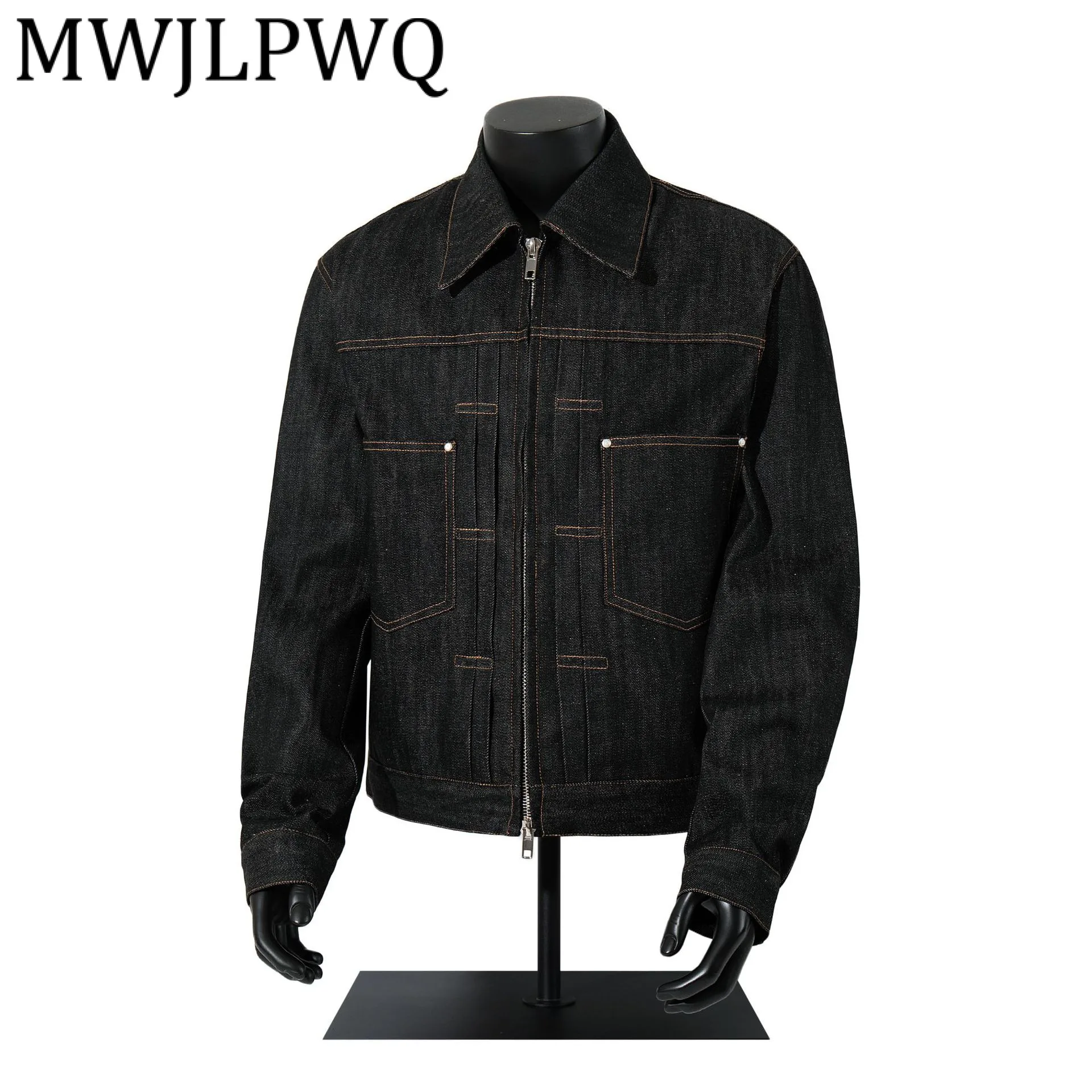 

MWJLPWQ Trendy American Style High-Quality Denim Jacket High Street Male Lapel Washed Casual Coat 2025 Autumn New 21224