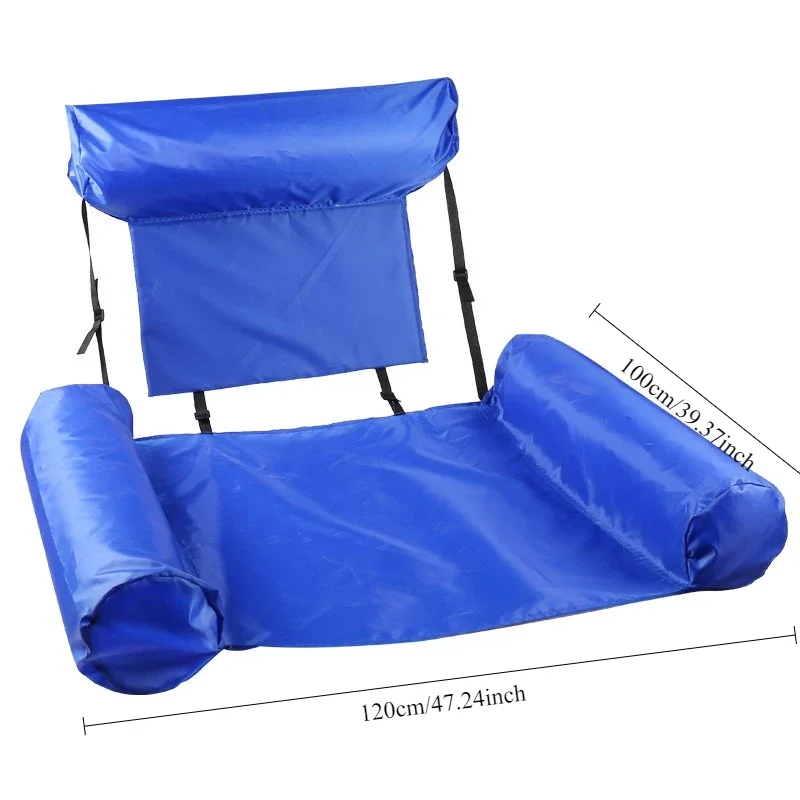 1PCS Eco-Friendly PVC Inflatable Reclining Chair with Adjustable Folding Backrest for Outdoor Pool Float Bed Summer Relaxation image 3