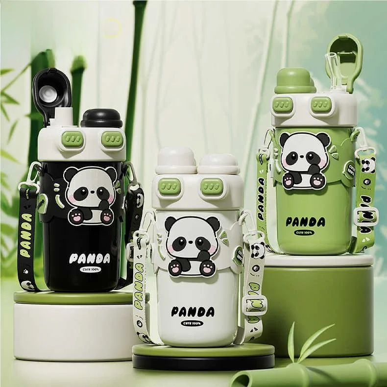 

Panda Children's Double Drink Insulated Cup School Specialty Water Cup Student Direct Drink Straw Cup 2024 New Cup Model