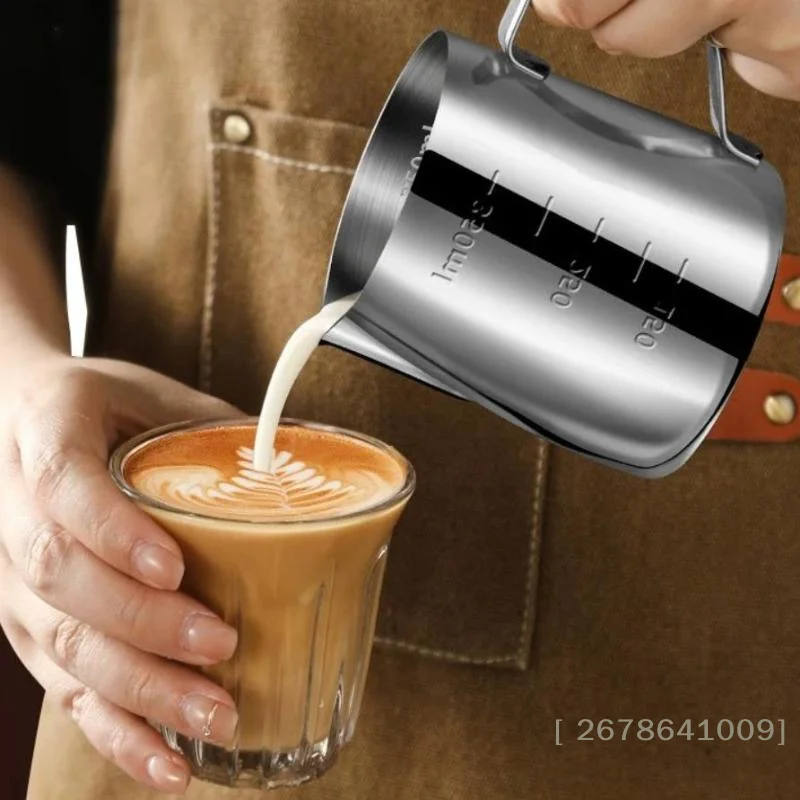 ⚑350ml/600ml Stainless Steel Frothing Pitcher Espresso Pull Flower Cup Cappuccino Coffee Milk Frother Mugs view 5