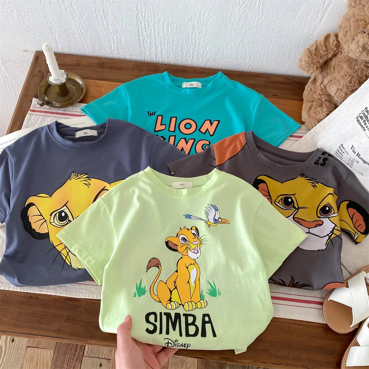 Simba Pattern Kids T-shirt Summer Clothing Fashion Boys Clothes Short Sleeve Tees Cartoon Cute Baby Children T Shirts 9m-6y