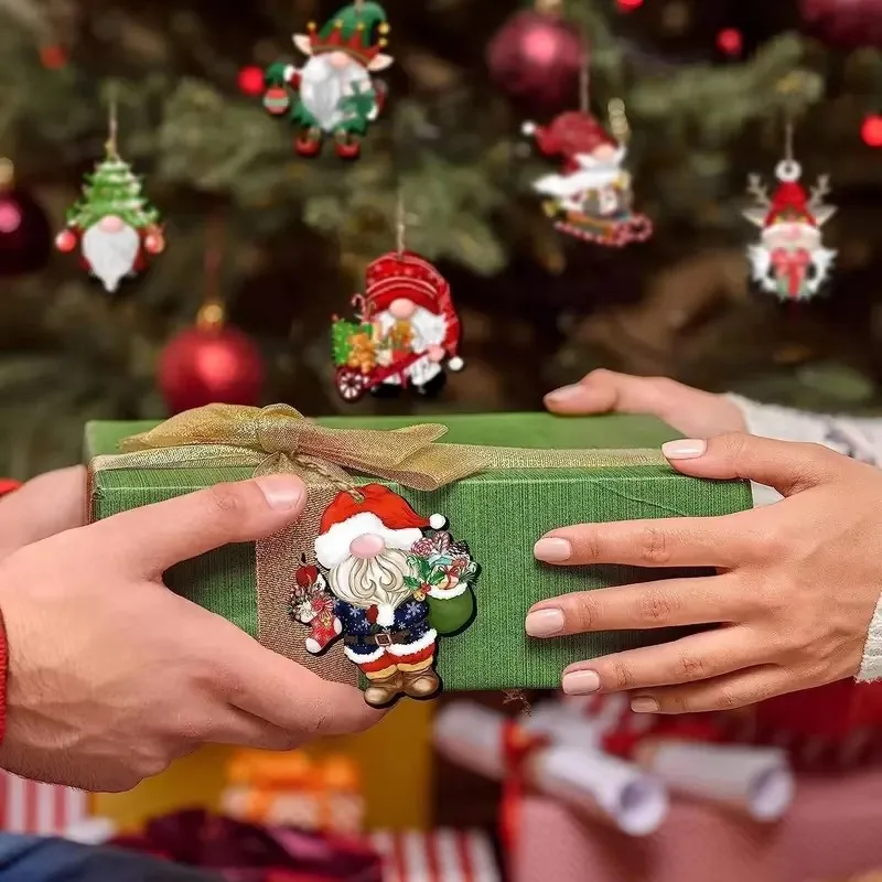 12/24 قطعة/المجموعة جديد الإبداعية خشبية عيد الميلاد قزم جنوم الديكور الصغيرة معلقة شجرة عيد الميلاد الديكور لوحة خشبية مجموعة #5