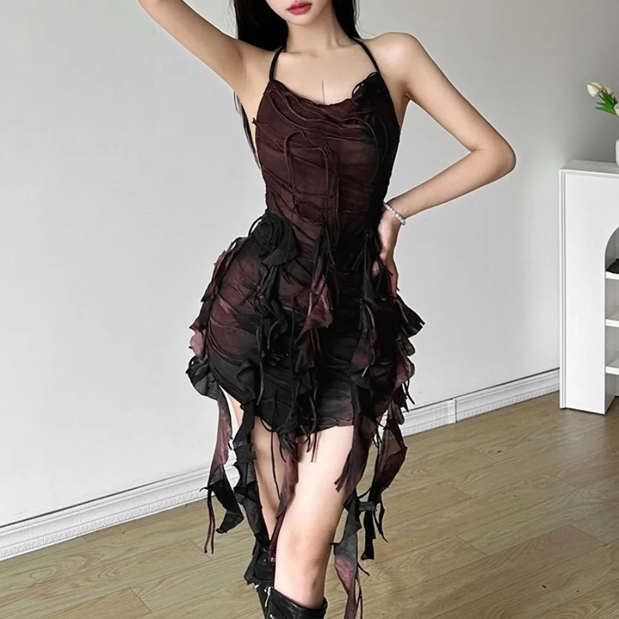 

【New style】2026 style summer new women's clothes pure color slim high waist fashionable suspender sexy backless dress
