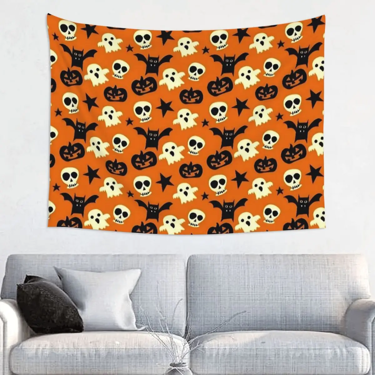 Halloween Spider Bat Pumpkin Tapestry Colorful Polyester Wall Hanging Decoration for Bedroom Curtain Art Tapestries