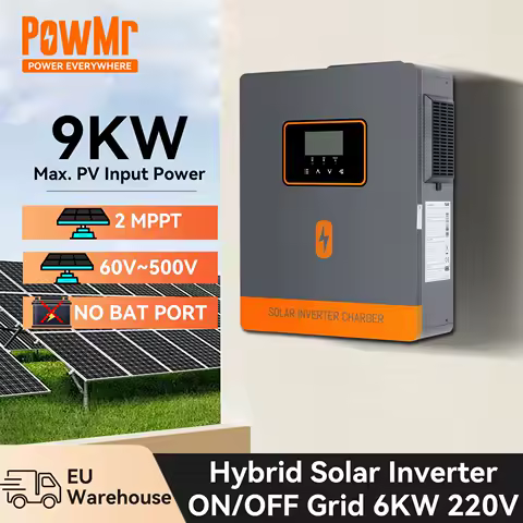 PowMr 6KW 2-MPPT Hybrid Solar Inverter Work Without Battery Pure Sine Wave, Off Grid No Battery Port