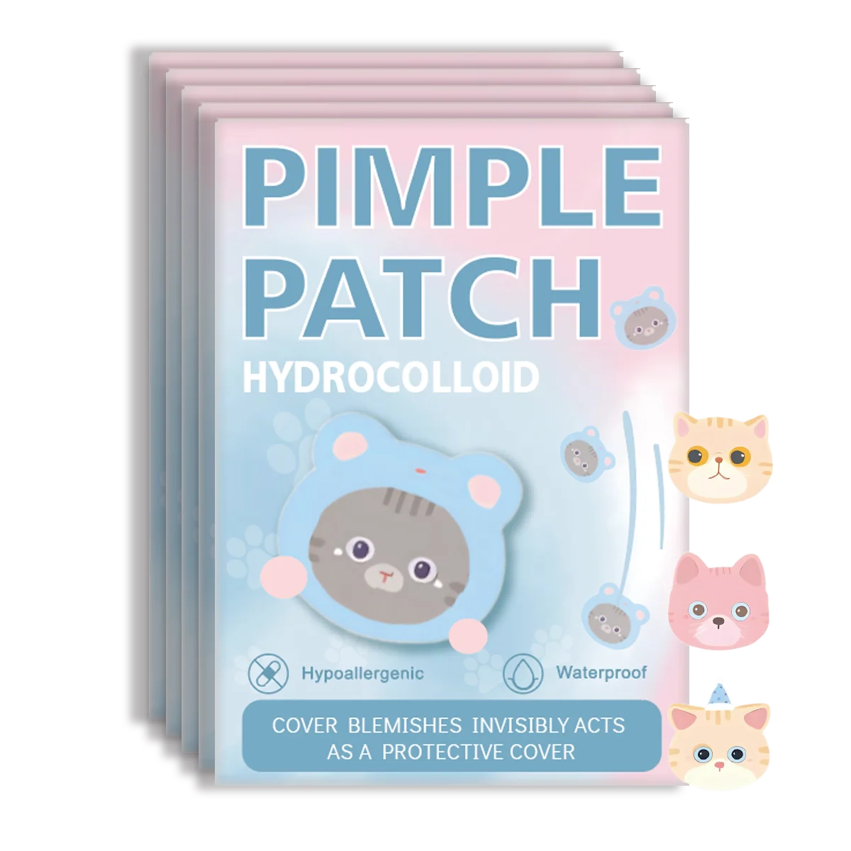 600pieces of cartoon cat acne patches, facial acne patches, concealer acne patches, and pimples patches. Ultra-thin and breathab