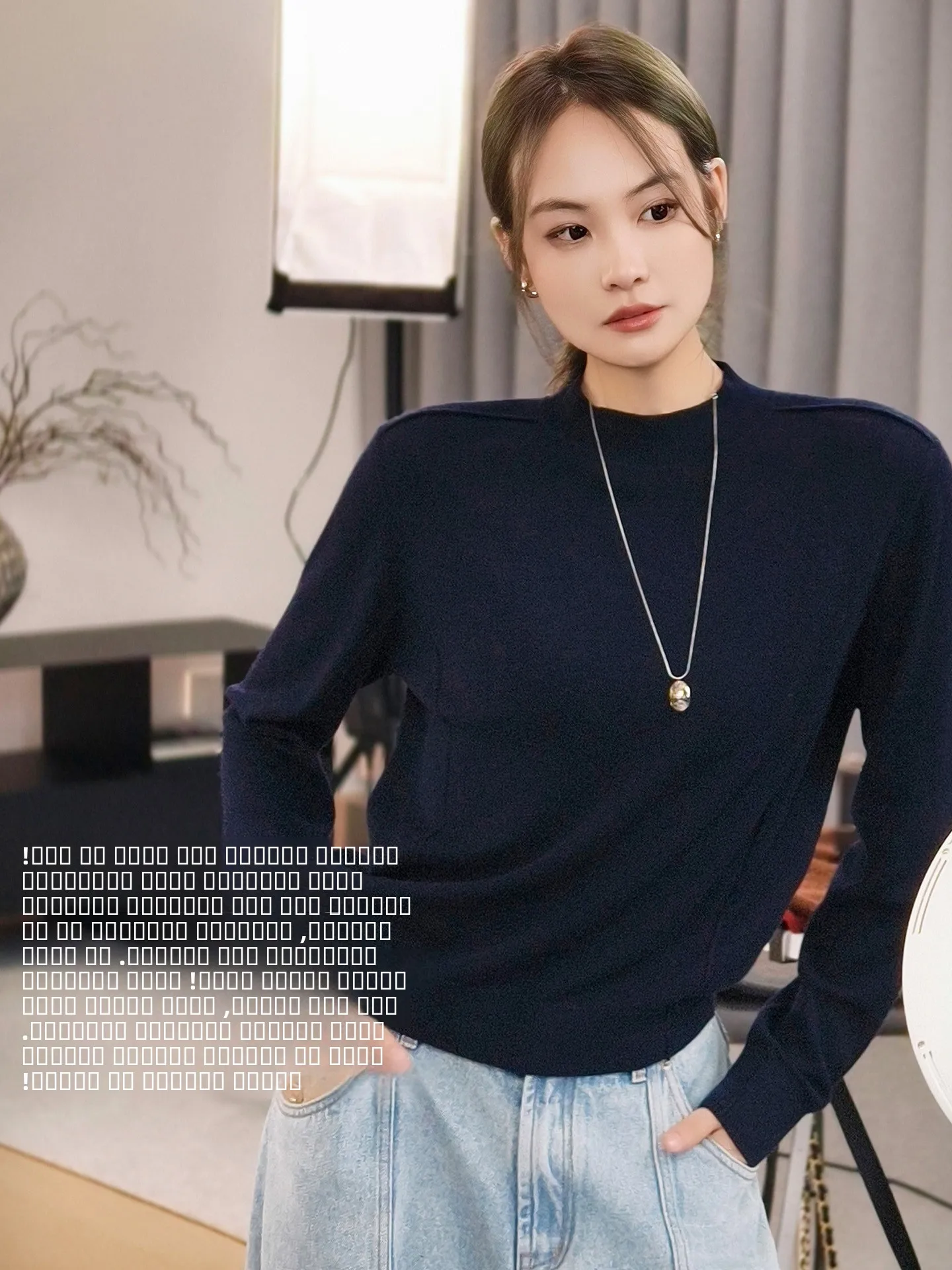 

MeiYang Casual Knitted Sweater Wool Blend round Ne Simple Sle Women's Soft Long Sve Top Faionable Versatile ort Le...