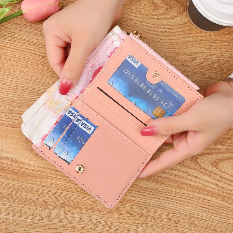 Fashion Women's Wallet Zipper Coin Purse Lady Short Clutch Purse Handbag Patchwork Leather Female Card Holder Wallet Phone Pouch