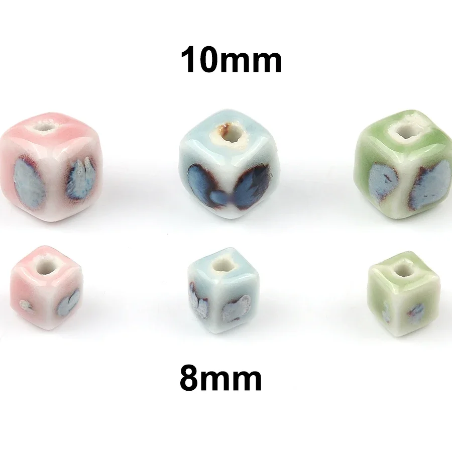 8/10mm Vintage Square Ceramic Beads Loose Spacer Beads for Jewelry Making Handmade Diy Materials Bracelet