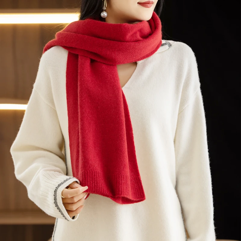 100% Merino Wool New Fashion Spring Cardigan Women\'s Elegant Soft Knit Shawl Korean Style Shawl Loose Solid Color Scarf