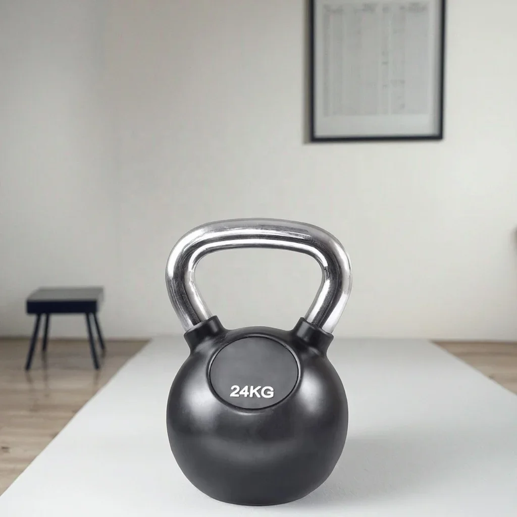Custom Logo Cast Iron Kettle Bells Weight Kettlebells 4kg-32kg 8lb-70lb Gym Home Fitness Rubber Coat Competition Kettlebellpromo