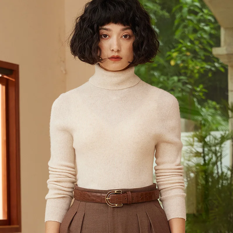 الخريف والشتاء سترة المرأة الجديدة 100% الكشمير الخالص عالية طوق هوديي محبوك النمط الأساسي الساخن بيع المرأة #4