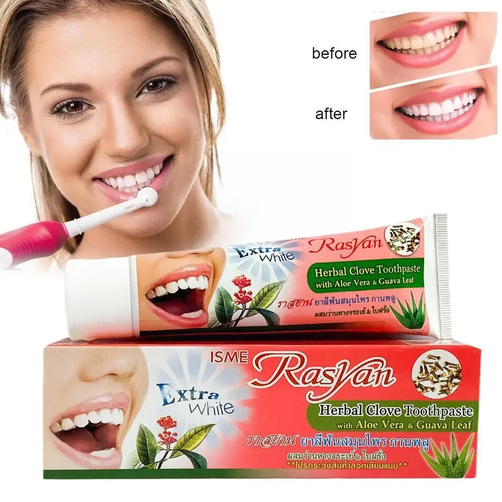 

Thailand Toothpaste Herb Clove Mint Flavor Teeth Whitening Care Oral Dental Remove Stains Dental Dentifrice Antibacterial