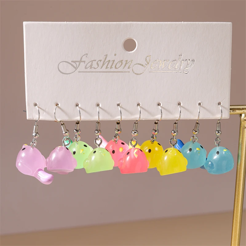 5 Paar/Set Cartoon-Tier-Ohrhänger für Frauen Bunte Harz-Vogel-Ohrhänger Mädchen Party Festival Schmuck Geschenke – Detail 3
