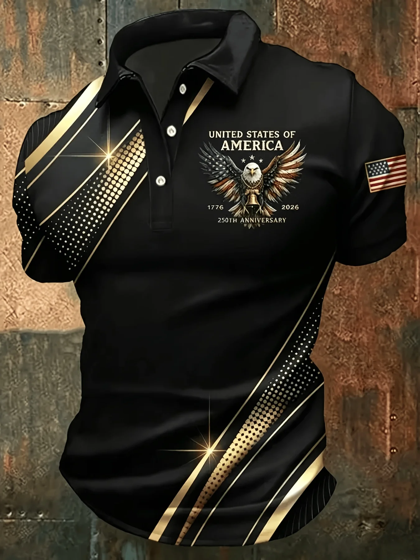 Camiseta polo con estampado 3D de barco y hojas para hombre, camisetas con diseño de bandera de Estados Unidos, camisetas de verano holgadas de manga corta con solapa.