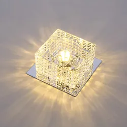 Warm White/Cool White/RGB Clear Crystal Led Ceiling Lights 3W/5W 110V/220V Recessed Aisle Porch Hallway Stair Lamp Square Shape