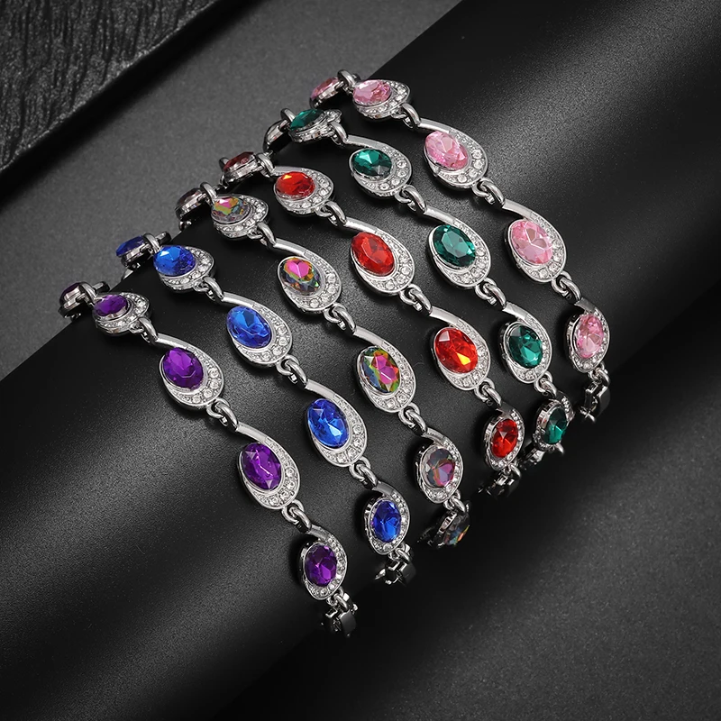 Stylish and Exquisite Water Drop Silver Color Bracelet Women\\\\\\\\\'s Extended 3 Color Zircon Gift Fashion Bracelet