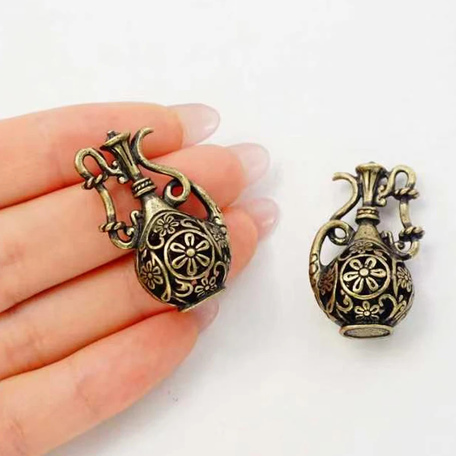 6pcs/lot  Wholesale Antique style bronze look floral 3D hollow wine pot Necklace Pendant Jewelry charm pendants Punk Gifts 08832