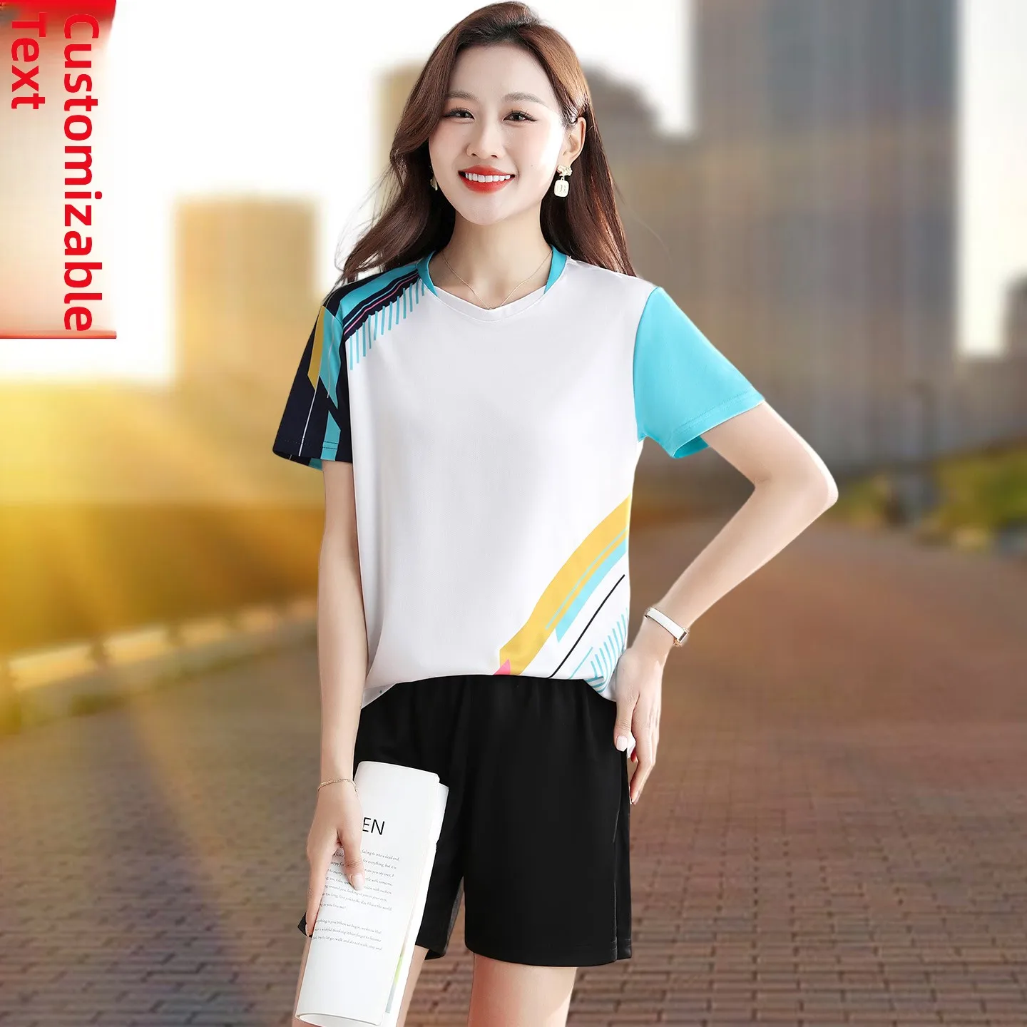 

Бадминтон orm Set Ice Silk ort Sve Спортивная одежда с принтом для мужчин и женщин Теннис T orm Qui Dry Summer New Sle