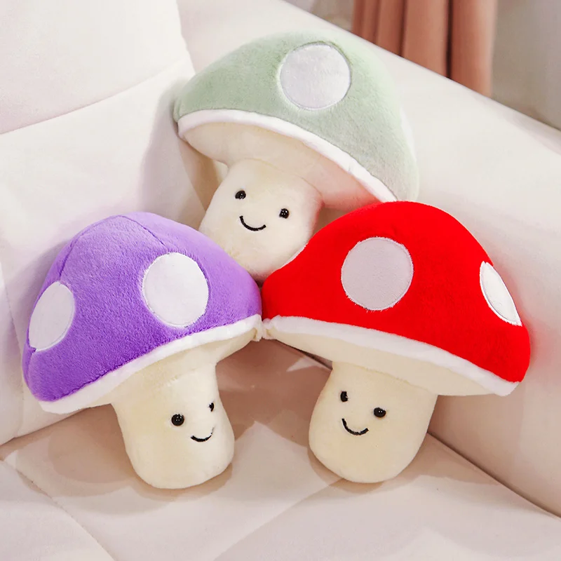 Super Cute Cartoon Steric Smile Mushrooms Plush Toys Soft Vivid Forest Mushrooms Toys Funny Game Props Sweet Gift To Kids