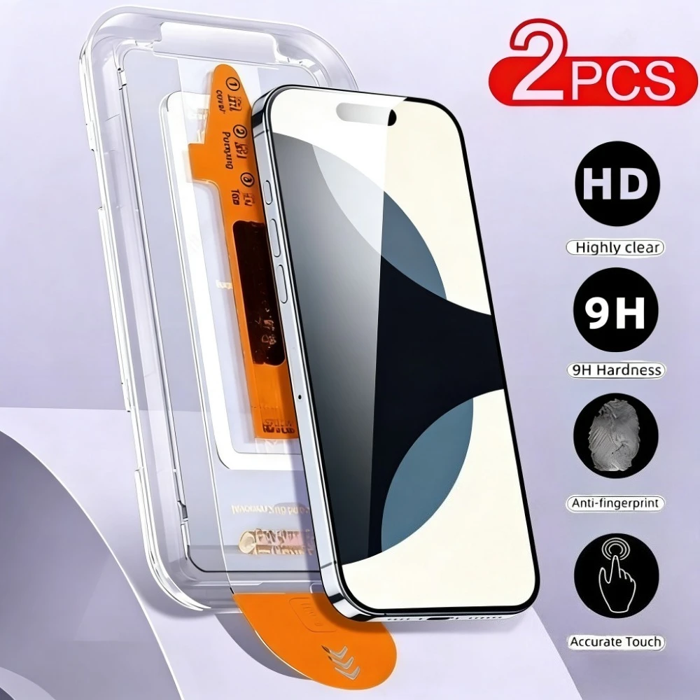 2 Stück Full Cover Displayschutzfolie für iPhone 17 16 15 14 Pro Max Air 16 15 Plus 13 12 11 Pro XS XR One Click Installationsglas