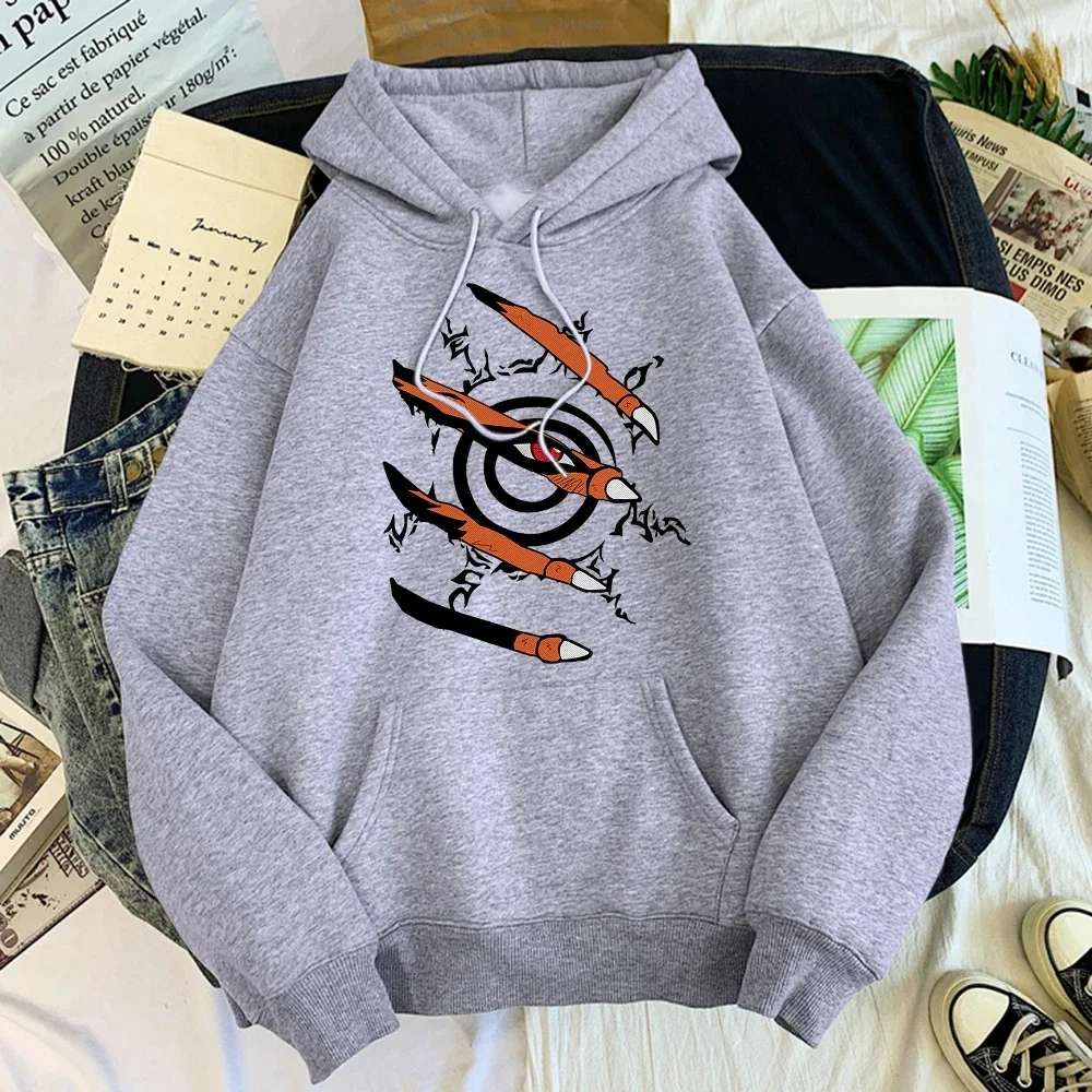 Anime Hoodie Sweatshirt Kurama Print Pullover Women Sweatshirt Men Fashion Oversized Hoodies Kid Boys Girl Clothes Jackets Coats