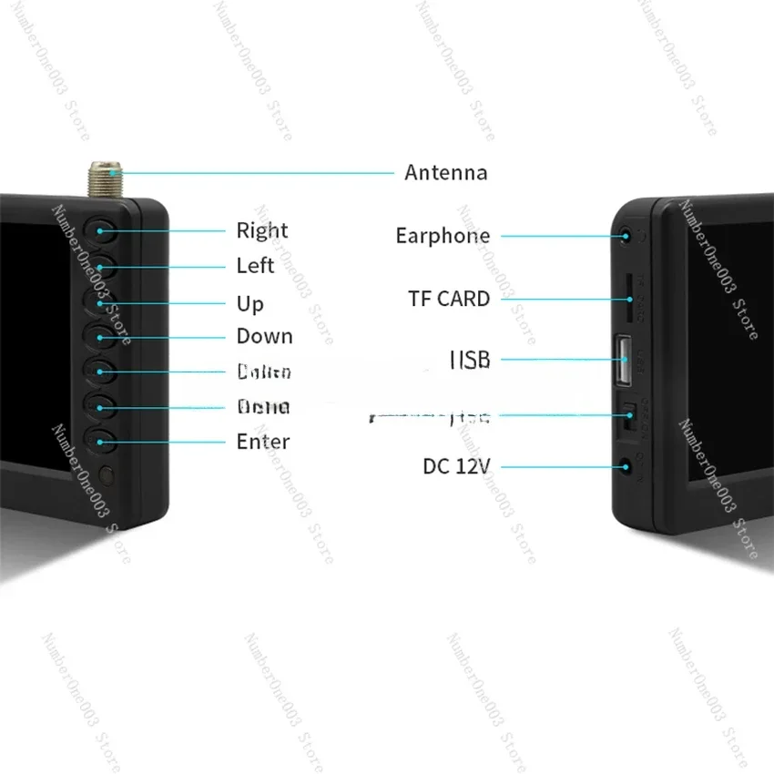 TV D5 5 pollici DVB-T2 ATSC ISDB-T digitale e analogico Mini piccolo televisore per auto supporto TV portatile USB TF MP4 AC3