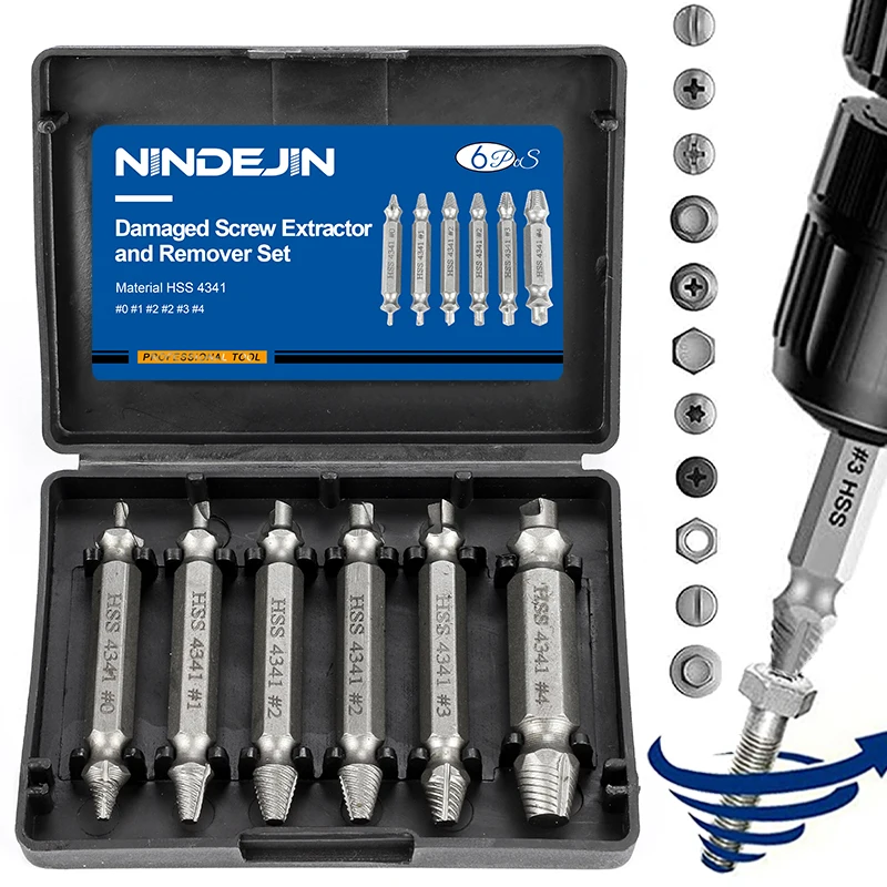 Nindejin Pcs Danificado Extrator de Parafuso Broca Extrator Broca Conjunto Quebrado Velocidade para Fora do Parafuso Extrator de Parafuso Ferramenta Removedor