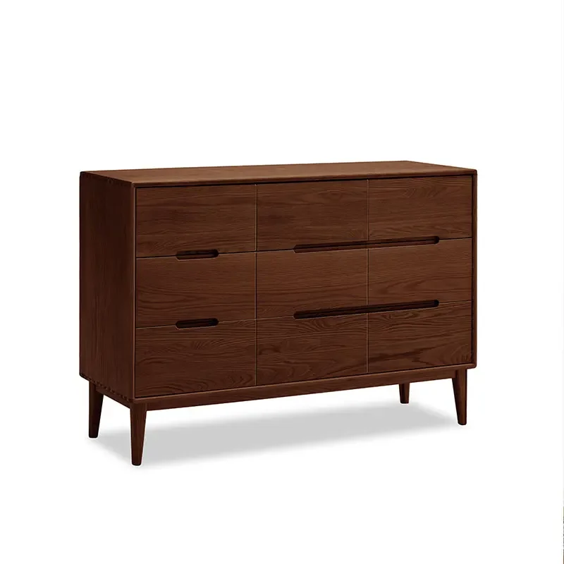 Simple Modern Solid Wood Black Walnut Oak Seven Drawer Cabinet