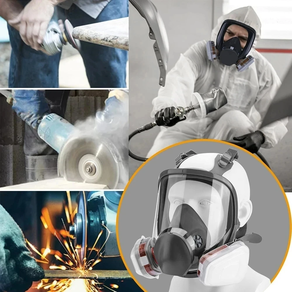 SJL 7 In 1 6800 Industrial Painting Spraying Respirator Gas Mask 3 In 1 Suit Safety Work Filter Dust Full Face Mask Replace