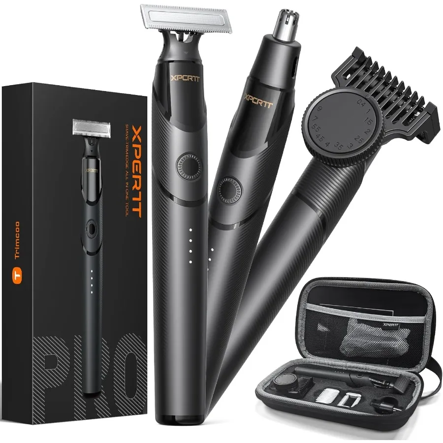 

2025 Upgraded Beard Nose Hair Trimmer Kit 12 in 1 Rotating Comb Travel Body Hair Electric Shaver for Men USB-C Fast Charging Pa