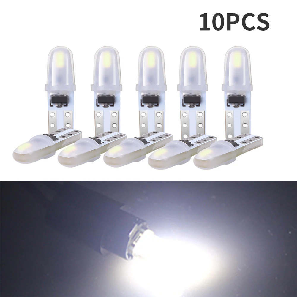 

10PCS 12V DC T5 LED Auto Car Led Bulbs No Polarity Dashboard Lamp 2-3014 SMD Door License Plate Light White Red Green