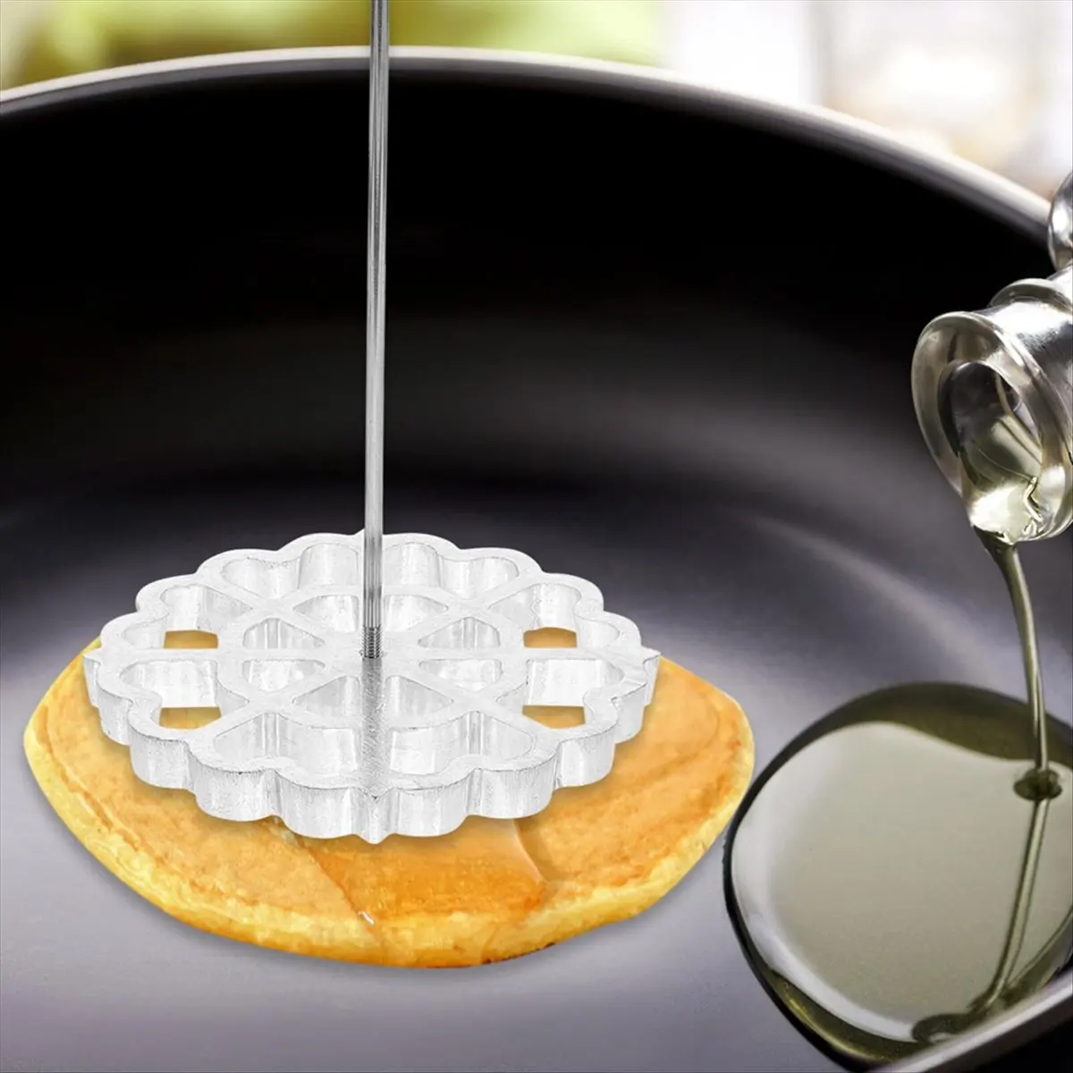 Molde para Bunuelos BHBL con Asa, Molde para Rosetas Suecas, Molde para Galletas Timbale, Molde para Waffles de Aluminio