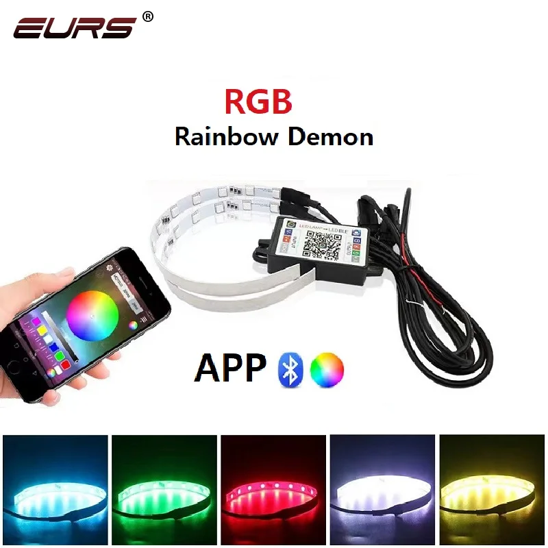 360 APP Control Car Led Devil Eye Demon Evil Eyes DRL LED RGB 2.5 3.0 Headlights Projector Lenscar Angel Eye Car Accessories