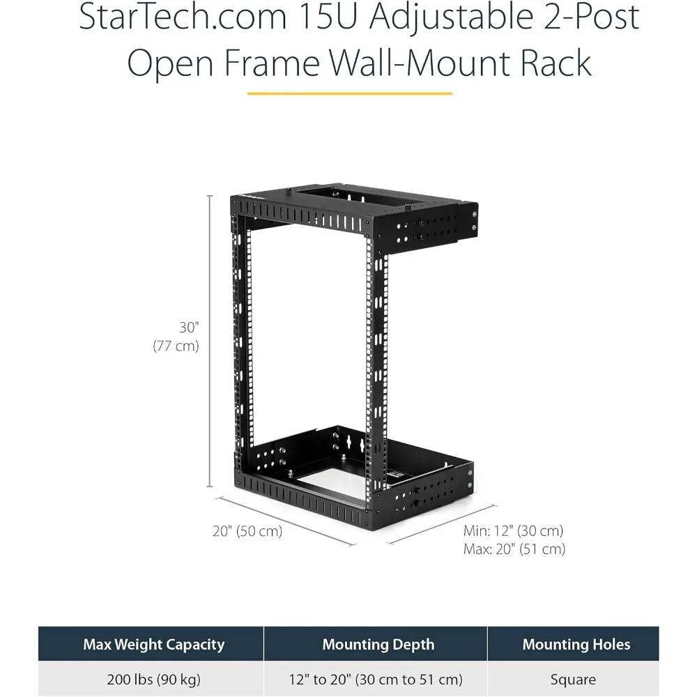 2-Post 15U Heavy-Duty Wall Mount Network Rack, 19