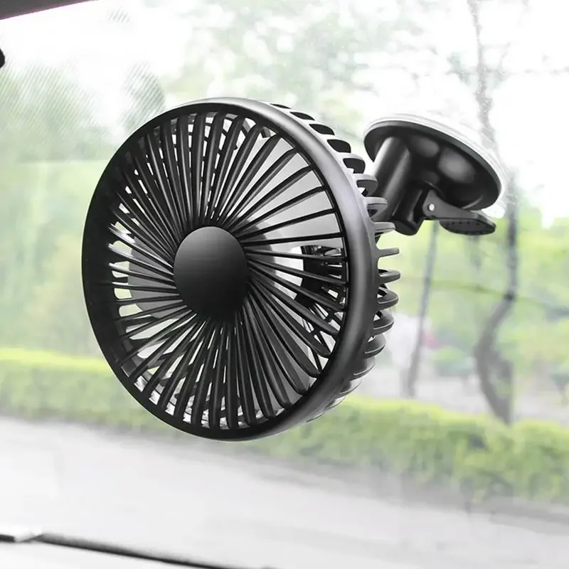 Car Cooling Fans 12V Plug in Adjustable Fan Portable Fan Suction Cup USB Powered  Degree RotationAir Fan Interior Accessories