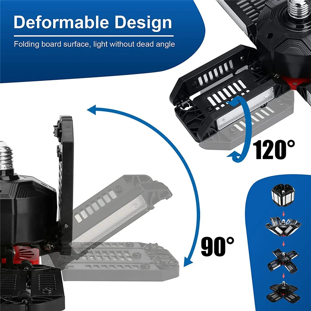 E27 변형 가능한 LED 차고 빛 높은 베이 워크샵 천장 조명 LED 팬 DeformableIndustrial 램프 워크샵에 대 한