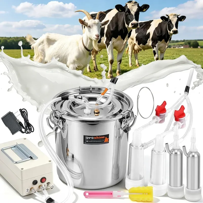 2-in-1 7L Goat Milking Machine Electric Vacuum Pulsation Milker