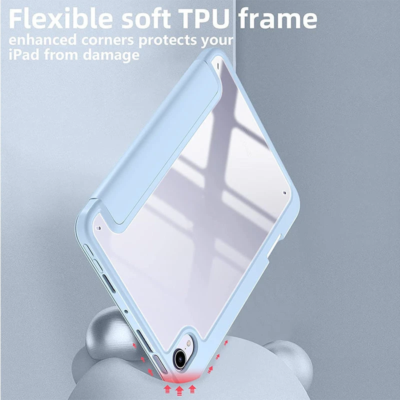 Acryl-Hülle mit Stifthalter für iPad Air 6 Pro 12.9 11 10. Generation Y-Fold Stoßfest – Detail 5