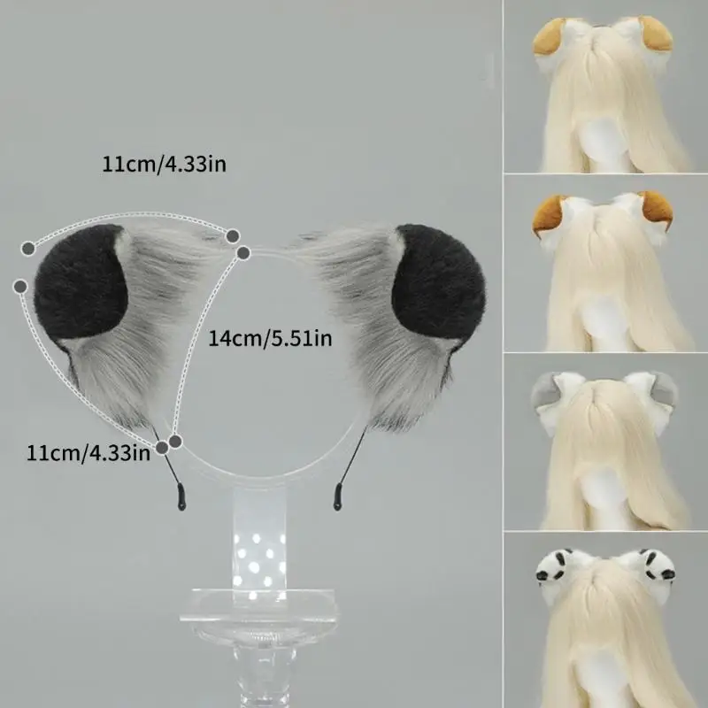 Y88A animal ear bedbands soft plush hairband ภาพถ่ายอุปกรณ์ประกอบฉากลูกสุนัขเครื่องแต่งกายอุปกรณ์ผมสำหรับการแสดงบนเวทีคริสต์มาส