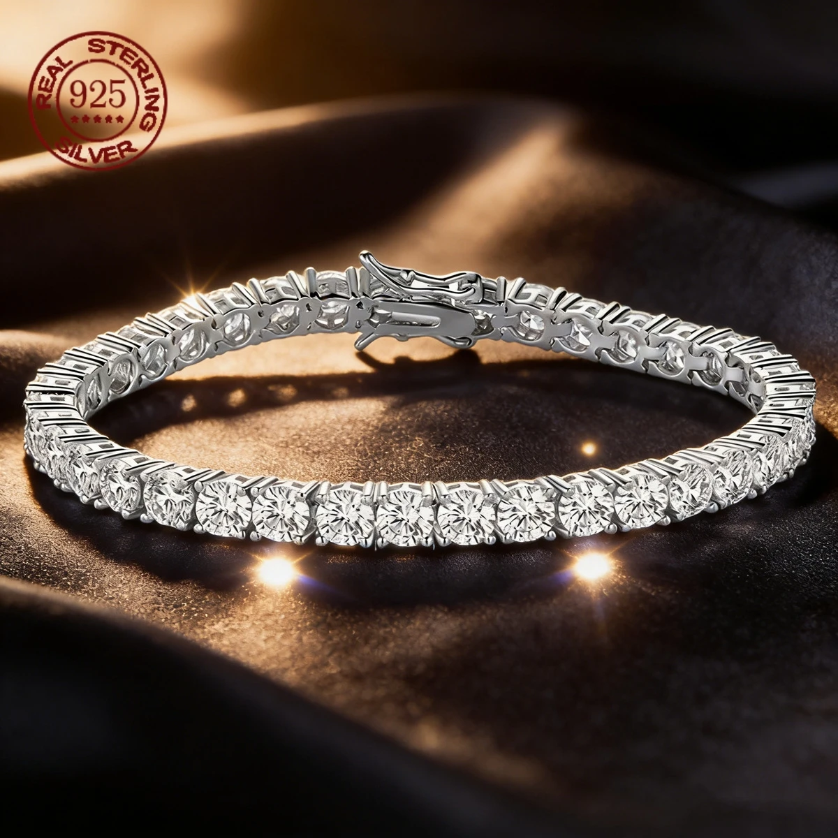 S925 Sterling Silver VVS Moissanite Tennis Bracelet Hip Hop Bling Iced Out For Women Men Width 1Row Bracelet Jewelry Gift