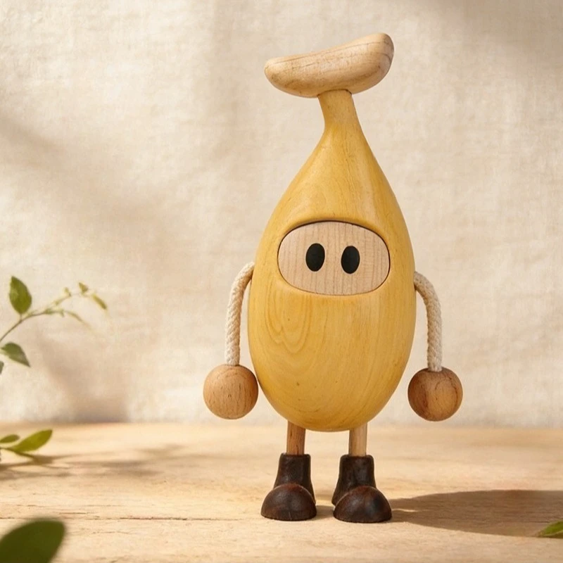 

Creative Wood Carved Hand Figure Banana Man Ornament TV Cabinet Wine Cabinet Desk Decoration Home Wooden Craft Miniatures Decor