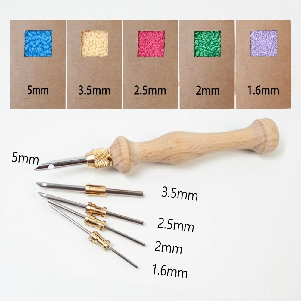Wooden Handle Embroidery Stitch Pen DIY Craft Poking Cross Stitch Tools Knitting Embroidery Pen Adjustable Stitching Applique