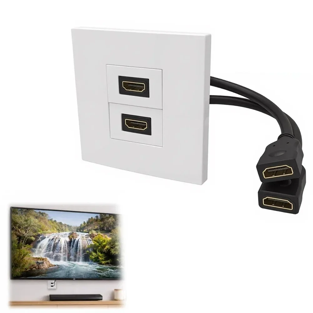 Dual Port Wall Plate With Pigtail Cable For Seamless 4K 60Hz Gaming And Home Cinema Setup Wall Socket Jack Outlet Cover