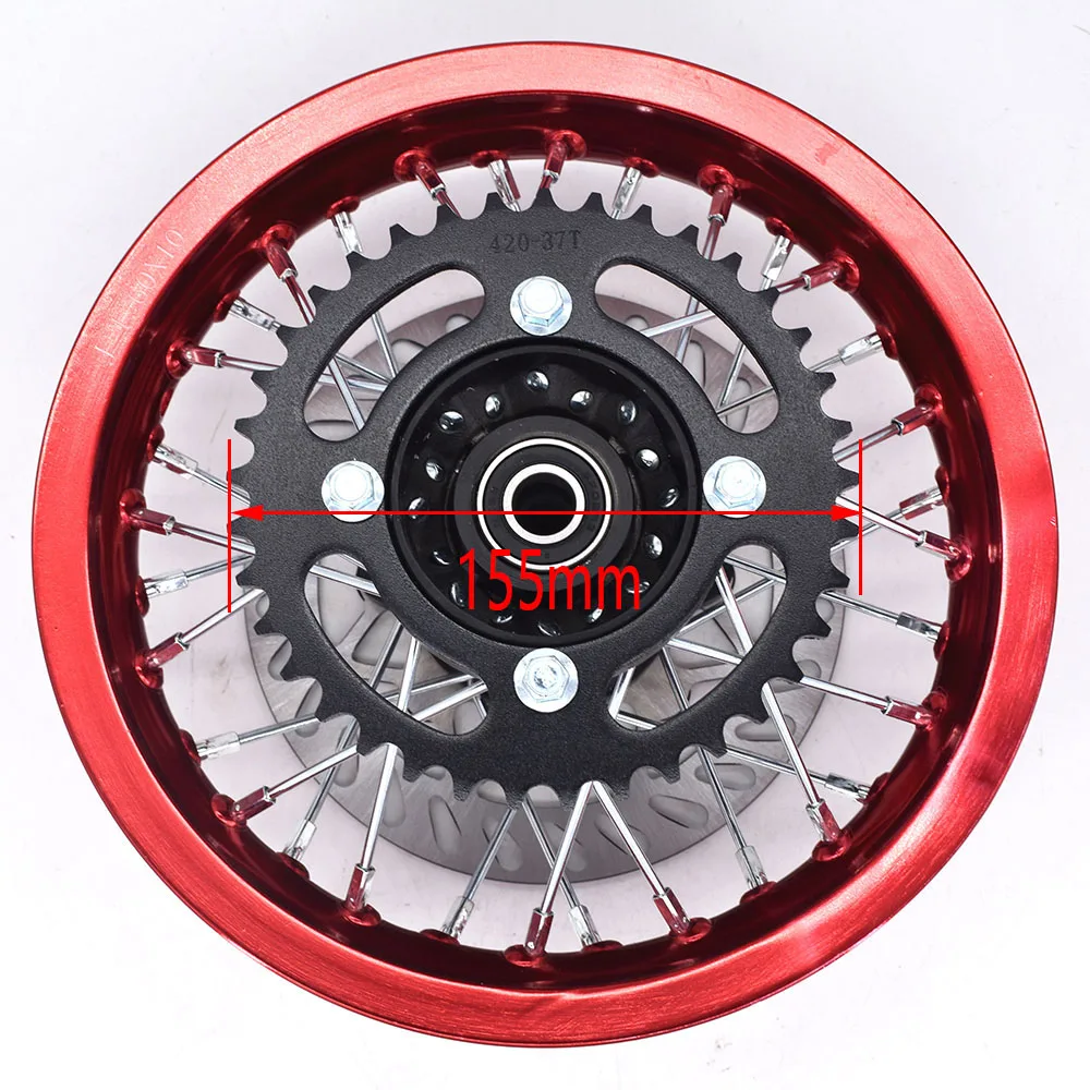 Small PIt Bike Rear Rim 1.60-10" with Sprocket and Brake Disc Plate for Kid's MIni Dirt Bike 50cc 70cc 90cc Motorcycle Wheel view 3