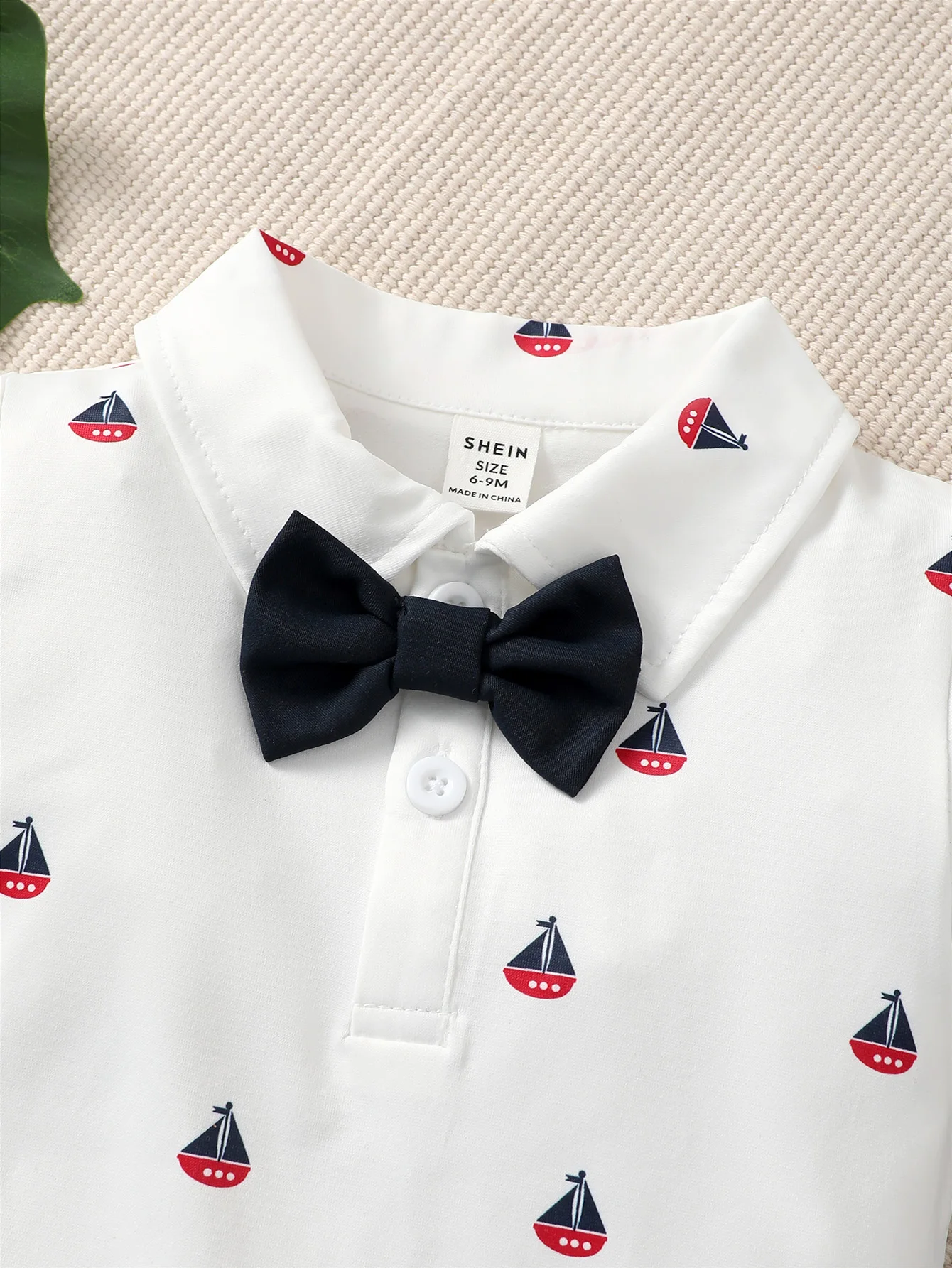 Baby Boy Party Formal Summer White Short-Sleeved Polo Tie Bow Tie Triangle Dress Black Suspenders Fashion Cute Two-Piece Suit